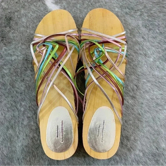 UO Rainbow Leather Strappy Slide Sandals - Picture 6 of 14